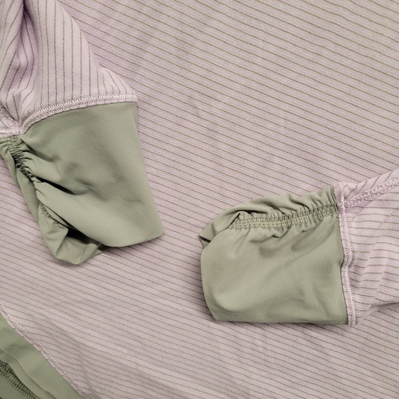 Lululemon Lightened Up Long Sleeve Shirt Women's Size 10 Pink Gray Striped - Picture 5 of 10
